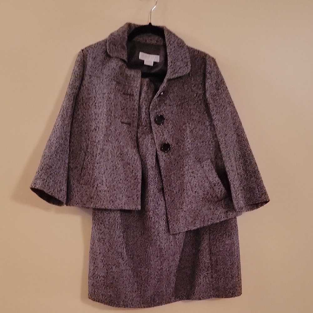Chic Gray Tweed Coat and Dress Set